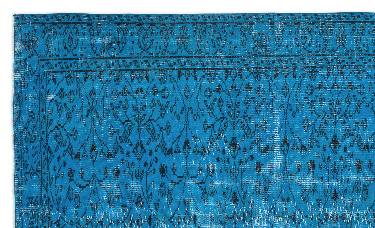 Turquoise  Over Dyed Vintage Rug 5&#39;3&#39;&#39; x 8&#39;12&#39;&#39; ft 160 x 274 cm