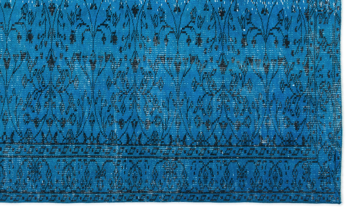 Turquoise  Over Dyed Vintage Rug 5&#39;3&#39;&#39; x 8&#39;12&#39;&#39; ft 160 x 274 cm