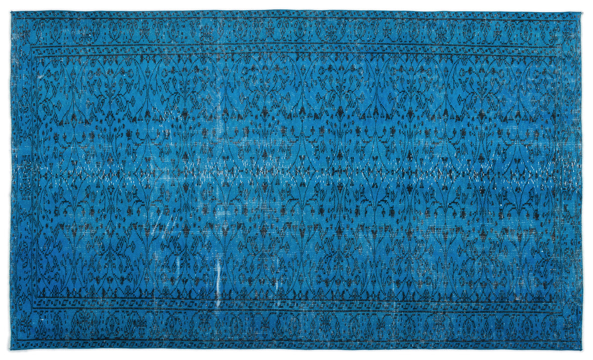 Turquoise  Over Dyed Vintage Rug 5&#39;3&#39;&#39; x 8&#39;12&#39;&#39; ft 160 x 274 cm