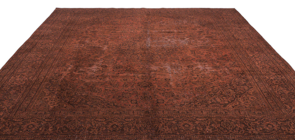 Brown Over Dyed Vintage XLarge Rug 9'8'' x 11'6'' ft 294 x 350 cm