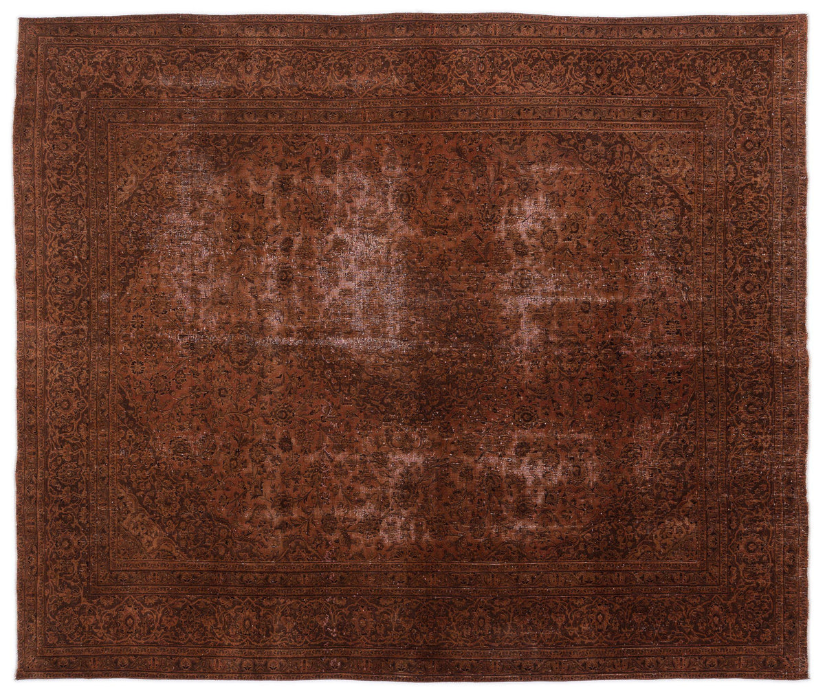 Brown Over Dyed Vintage XLarge Rug 9&#39;8&#39;&#39; x 11&#39;6&#39;&#39; ft 294 x 350 cm