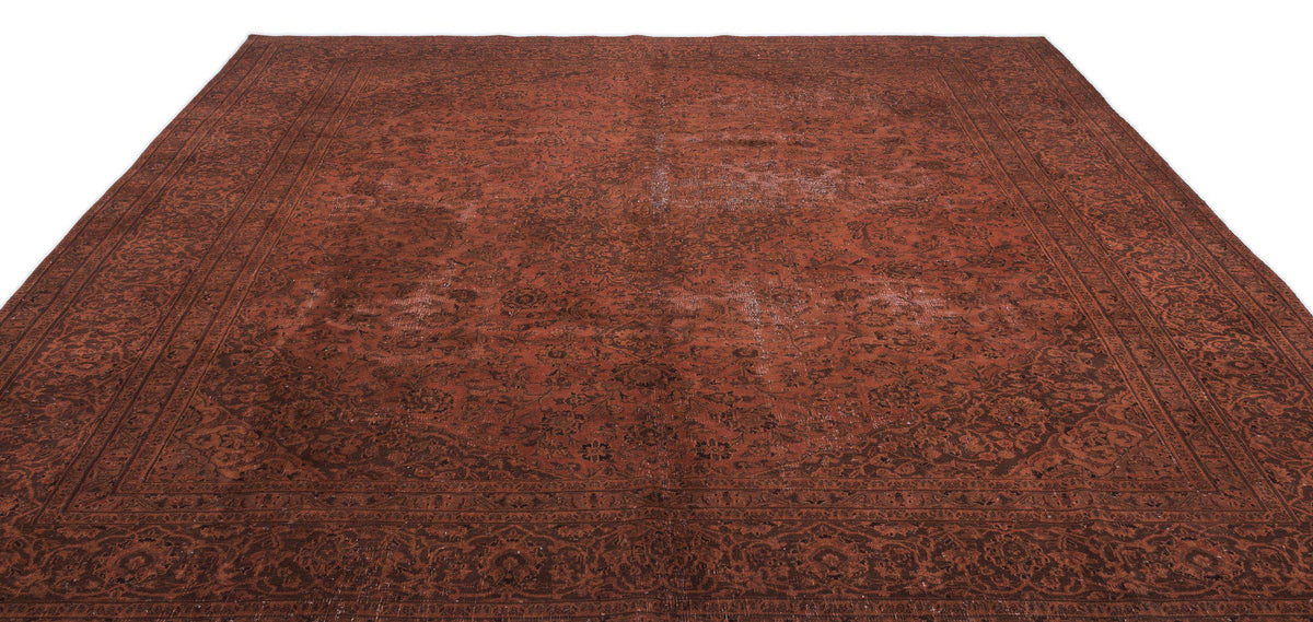 Brown Over Dyed Vintage XLarge Rug 9&#39;8&#39;&#39; x 11&#39;6&#39;&#39; ft 294 x 350 cm