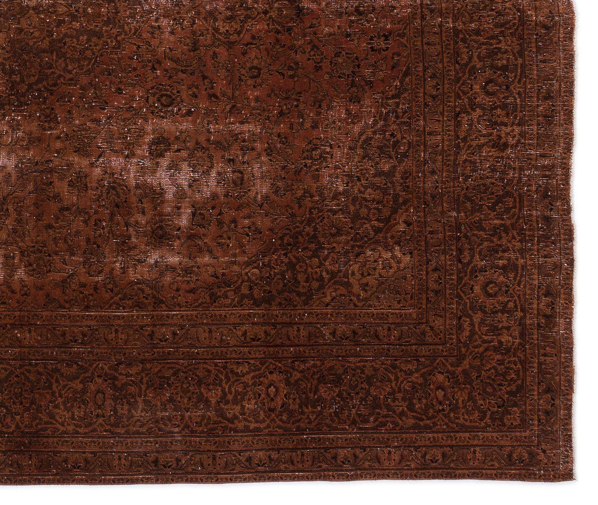 Brown Over Dyed Vintage XLarge Rug 9&#39;8&#39;&#39; x 11&#39;6&#39;&#39; ft 294 x 350 cm