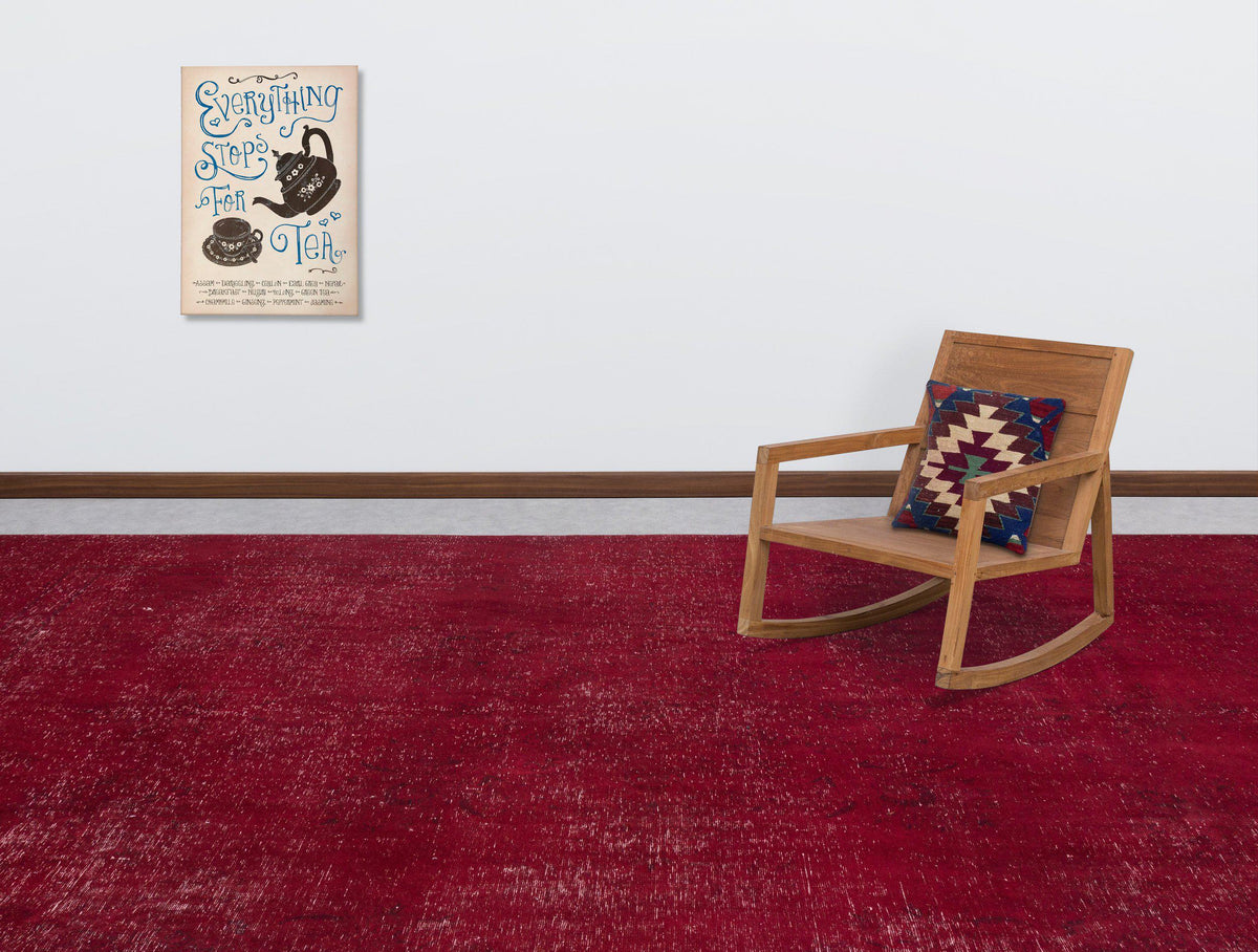 Red Over Dyed Vintage XLarge Rug 9&#39;4&#39;&#39; x 12&#39;8&#39;&#39; ft 285 x 387 cm