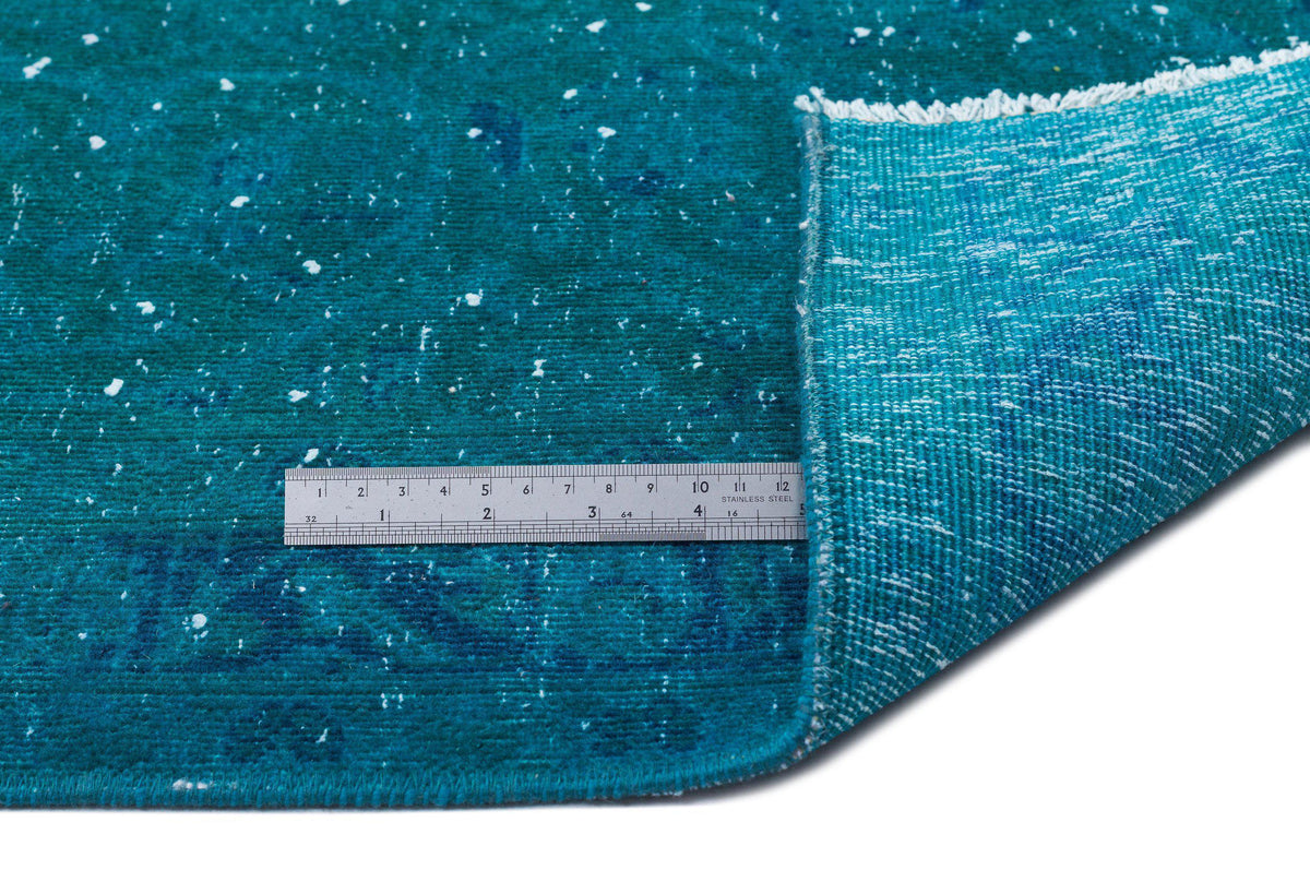 Turquoise  Over Dyed Vintage XLarge Rug 9&#39;8&#39;&#39; x 13&#39;3&#39;&#39; ft 294 x 404 cm