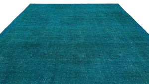 Turquoise  Over Dyed Vintage XLarge Rug 9'8'' x 13'3'' ft 294 x 404 cm