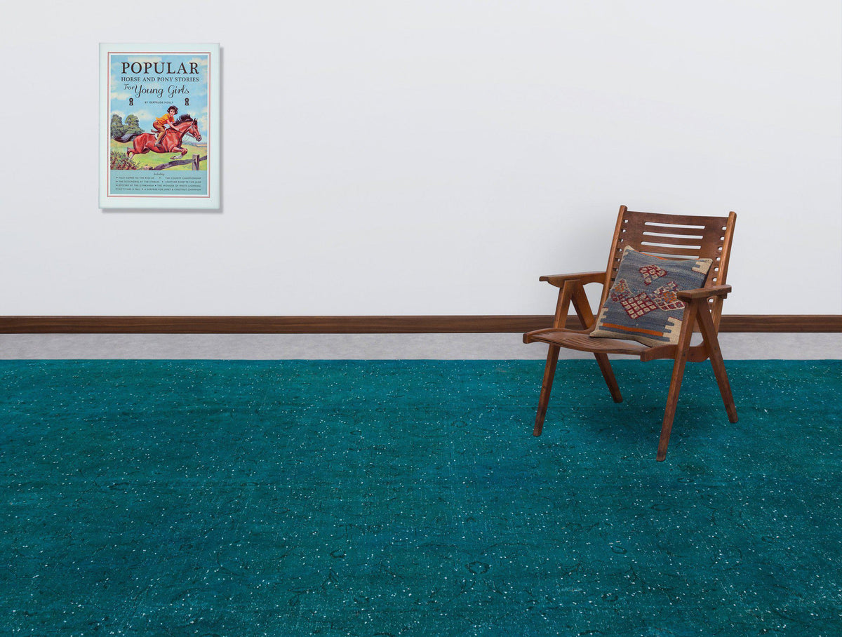 Turquoise  Over Dyed Vintage XLarge Rug 9&#39;8&#39;&#39; x 13&#39;3&#39;&#39; ft 294 x 404 cm