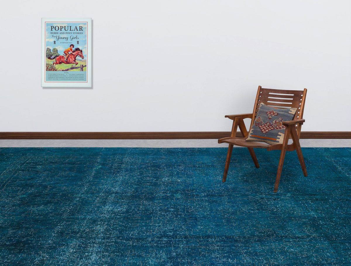 Turquoise  Over Dyed Vintage XLarge Rug 9&#39;7&#39;&#39; x 11&#39;12&#39;&#39; ft 291 x 365 cm