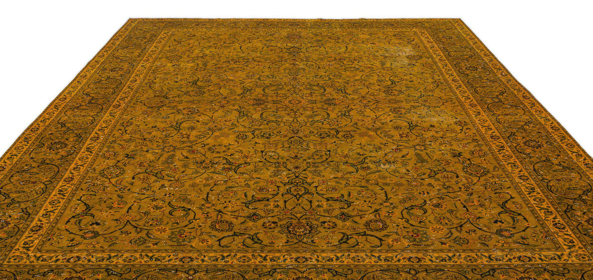 Yellow Over Dyed Vintage XLarge Rug 9&#39;5&#39;&#39; x 12&#39;10&#39;&#39; ft 288 x 391 cm