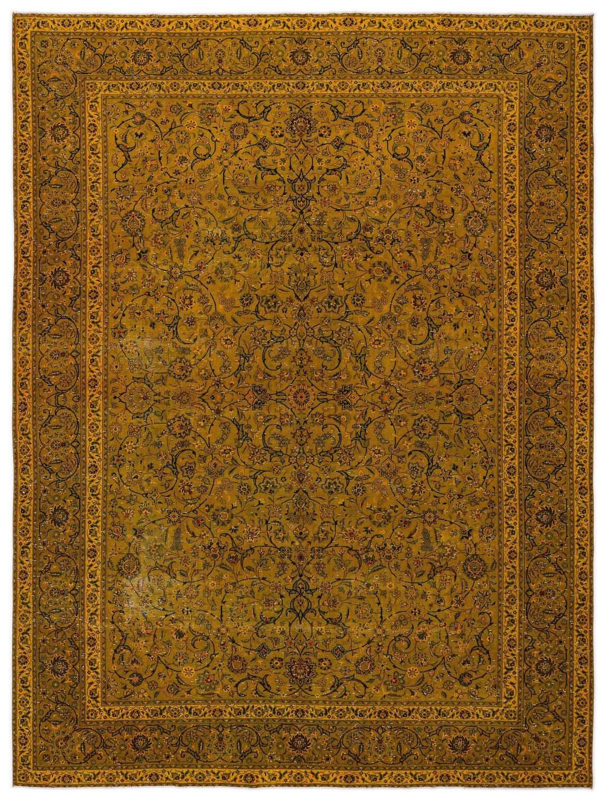 Yellow Over Dyed Vintage XLarge Rug 9&#39;5&#39;&#39; x 12&#39;10&#39;&#39; ft 288 x 391 cm