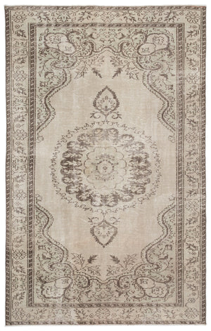 Beige Over Dyed Vintage Rug 5'10'' x 9'5'' ft 178 x 287 cm