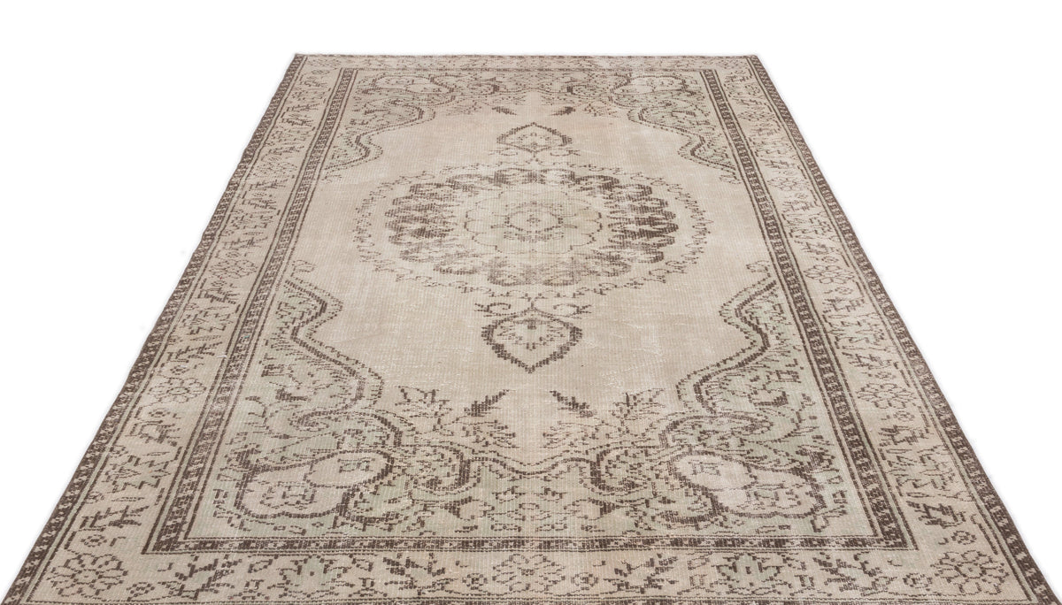 Beige Over Dyed Vintage Rug 5&#39;10&#39;&#39; x 9&#39;5&#39;&#39; ft 178 x 287 cm