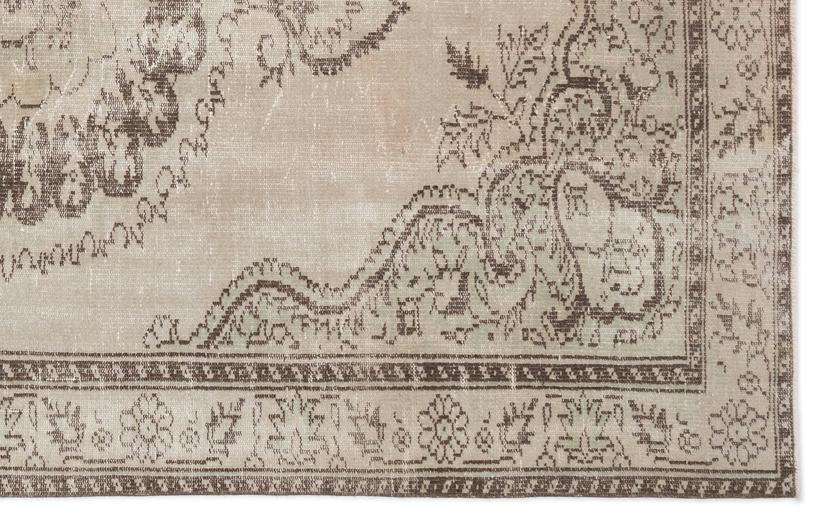 Beige Over Dyed Vintage Rug 5&#39;10&#39;&#39; x 9&#39;5&#39;&#39; ft 178 x 287 cm