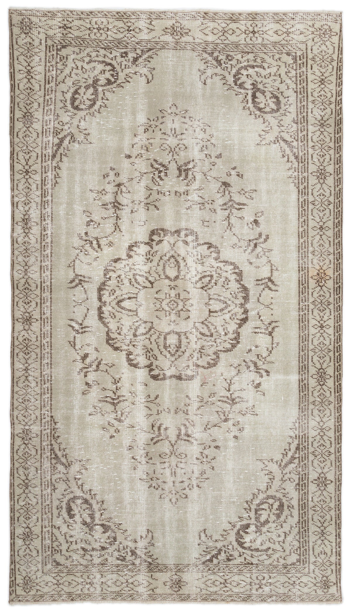 Beige Over Dyed Vintage Rug 5&#39;5&#39;&#39; x 9&#39;6&#39;&#39; ft 164 x 290 cm