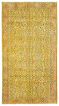 Yellow Over Dyed Vintage Rug 4'10'' x 8'9'' ft 147 x 266 cm