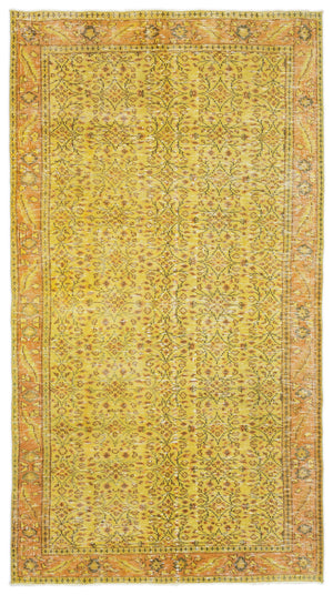 Yellow Over Dyed Vintage Rug 4'10'' x 8'9'' ft 147 x 266 cm