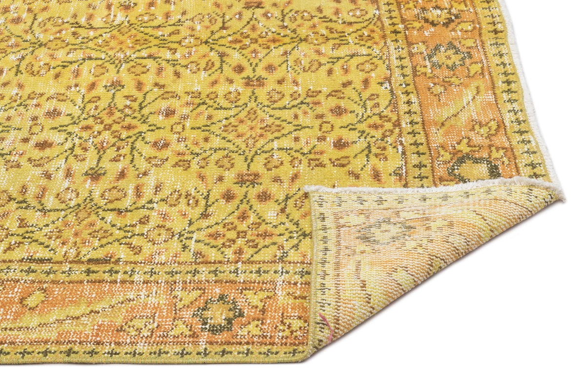 Yellow Over Dyed Vintage Rug 4&#39;10&#39;&#39; x 8&#39;9&#39;&#39; ft 147 x 266 cm
