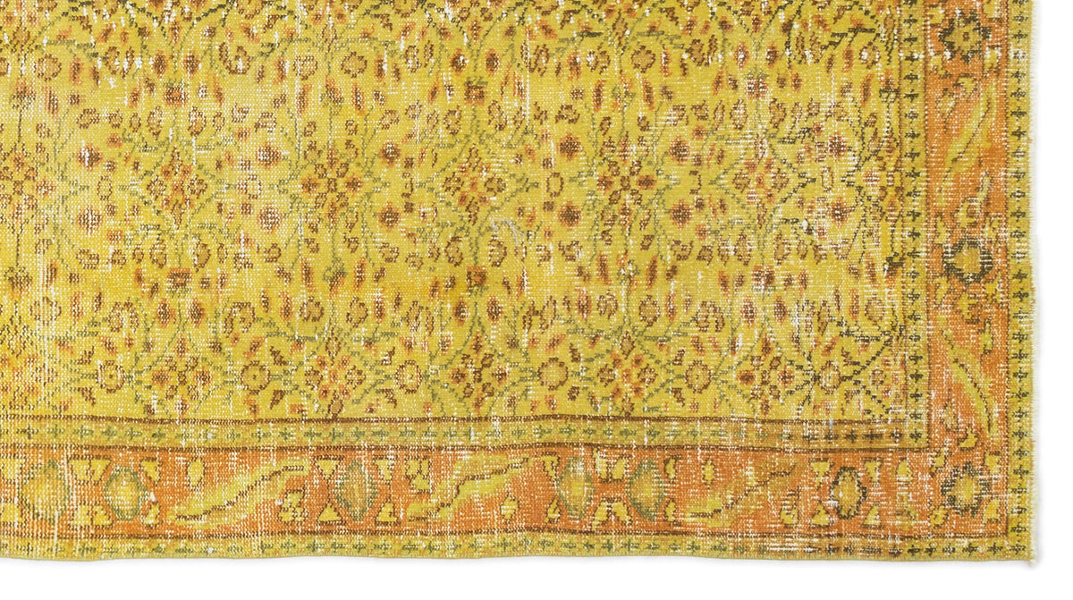 Yellow Over Dyed Vintage Rug 4&#39;10&#39;&#39; x 8&#39;9&#39;&#39; ft 147 x 266 cm