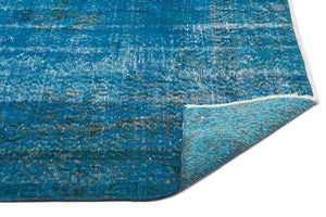 Turquoise  Over Dyed Vintage Rug 5'1'' x 8'7'' ft 154 x 262 cm