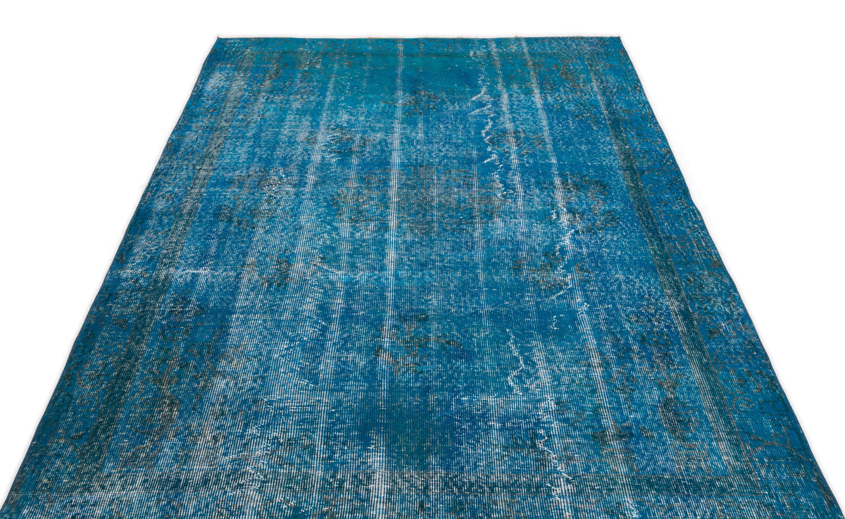 Turquoise  Over Dyed Vintage Rug 5&#39;1&#39;&#39; x 8&#39;7&#39;&#39; ft 154 x 262 cm