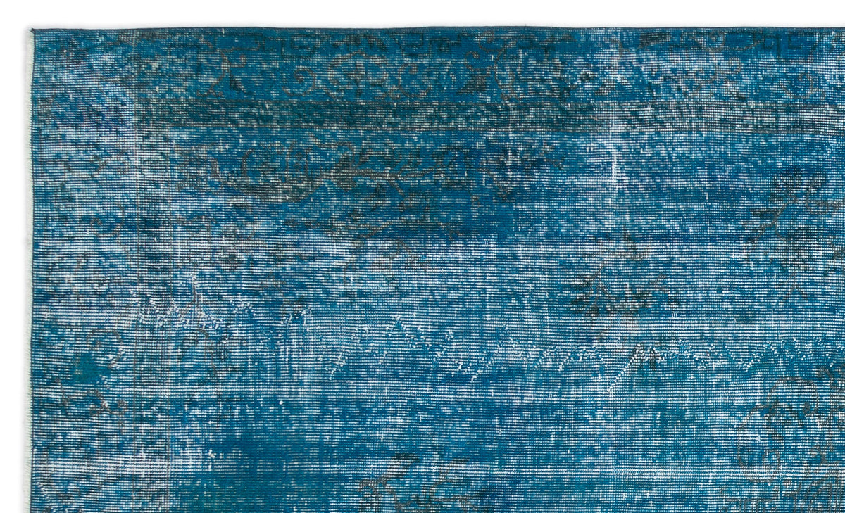 Turquoise  Over Dyed Vintage Rug 5&#39;1&#39;&#39; x 8&#39;7&#39;&#39; ft 154 x 262 cm