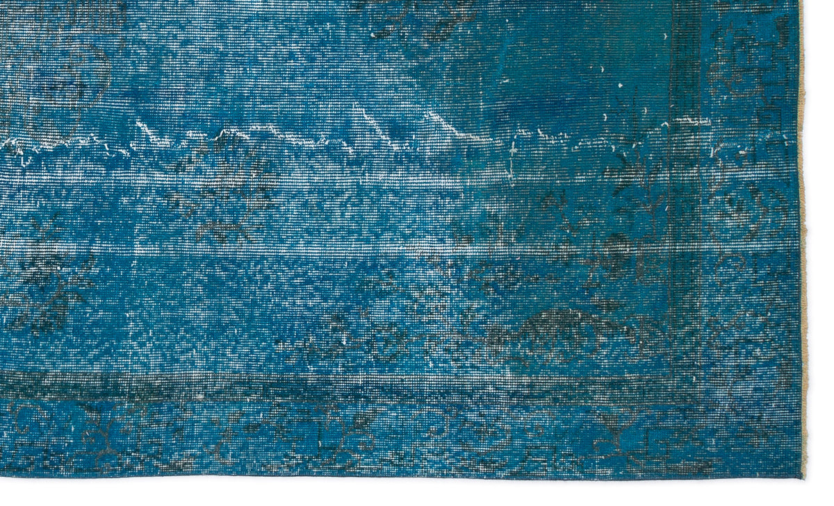 Turquoise  Over Dyed Vintage Rug 5&#39;1&#39;&#39; x 8&#39;7&#39;&#39; ft 154 x 262 cm