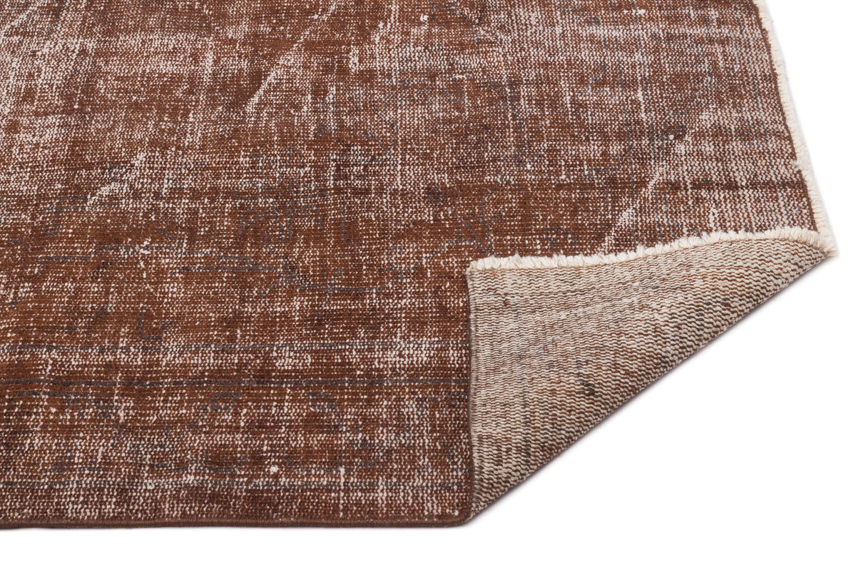 Brown Over Dyed Vintage Rug 4&#39;11&#39;&#39; x 8&#39;3&#39;&#39; ft 151 x 251 cm