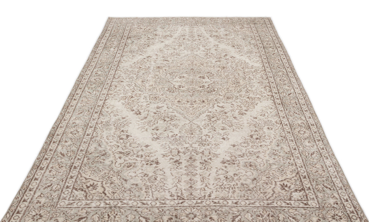 Beige Over Dyed Vintage Rug 5&#39;5&#39;&#39; x 9&#39;7&#39;&#39; ft 166 x 293 cm
