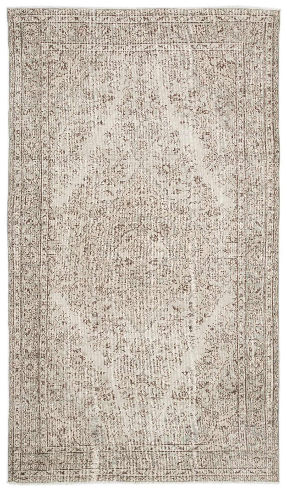 Beige Over Dyed Vintage Rug 5&#39;5&#39;&#39; x 9&#39;7&#39;&#39; ft 166 x 293 cm