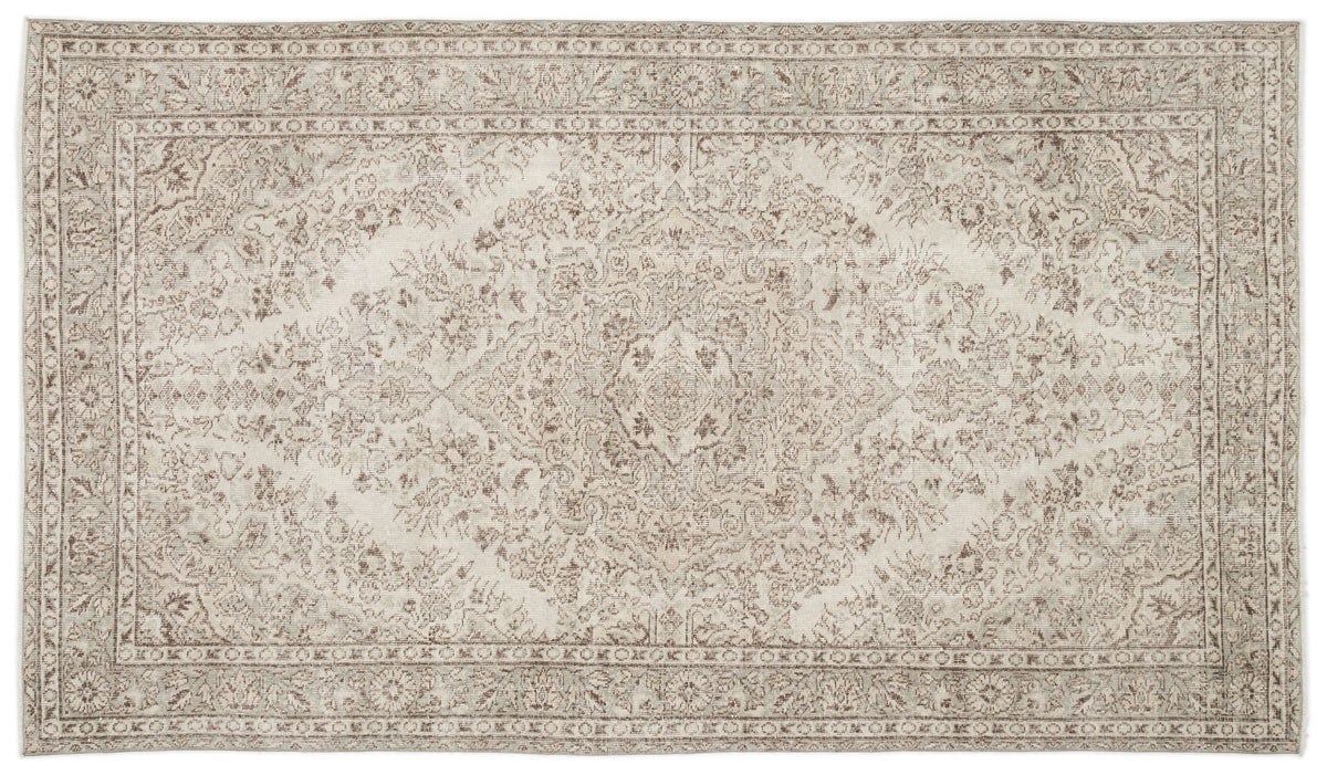 Beige Over Dyed Vintage Rug 5&#39;5&#39;&#39; x 9&#39;7&#39;&#39; ft 166 x 293 cm