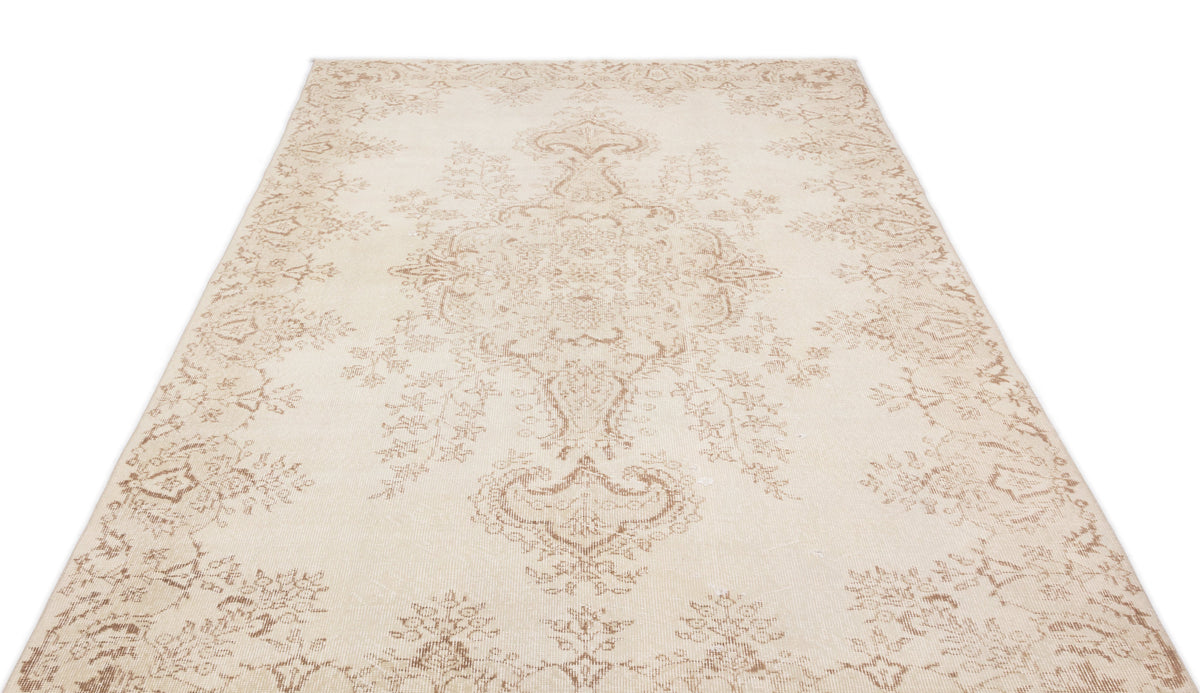 Beige Over Dyed Vintage Rug 5&#39;10&#39;&#39; x 9&#39;11&#39;&#39; ft 177 x 303 cm