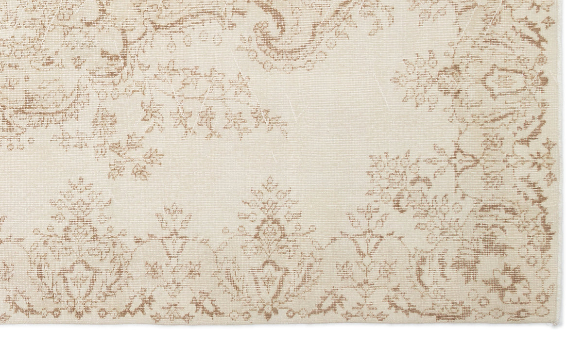 Beige Over Dyed Vintage Rug 5&#39;10&#39;&#39; x 9&#39;11&#39;&#39; ft 177 x 303 cm