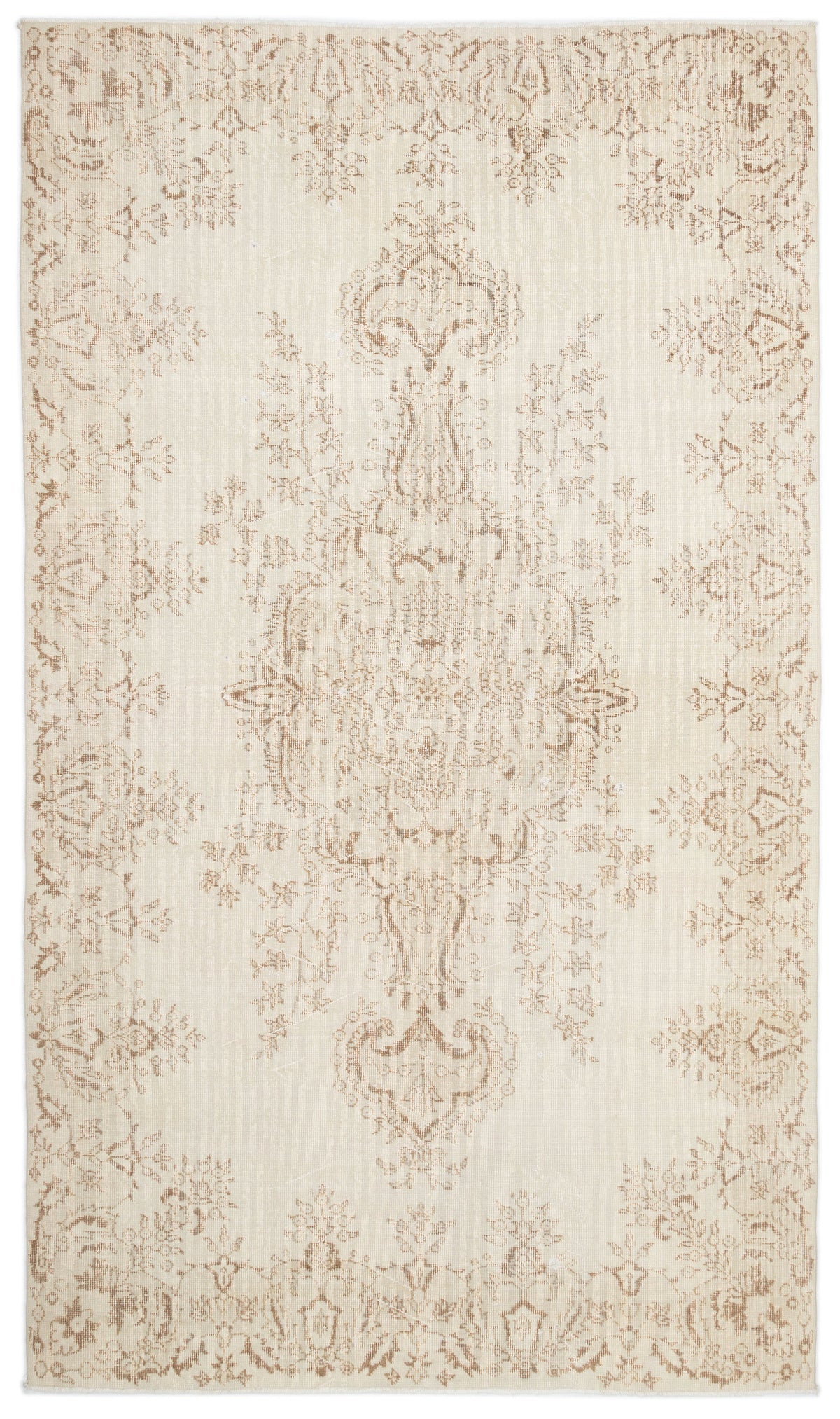 Beige Over Dyed Vintage Rug 5&#39;10&#39;&#39; x 9&#39;11&#39;&#39; ft 177 x 303 cm