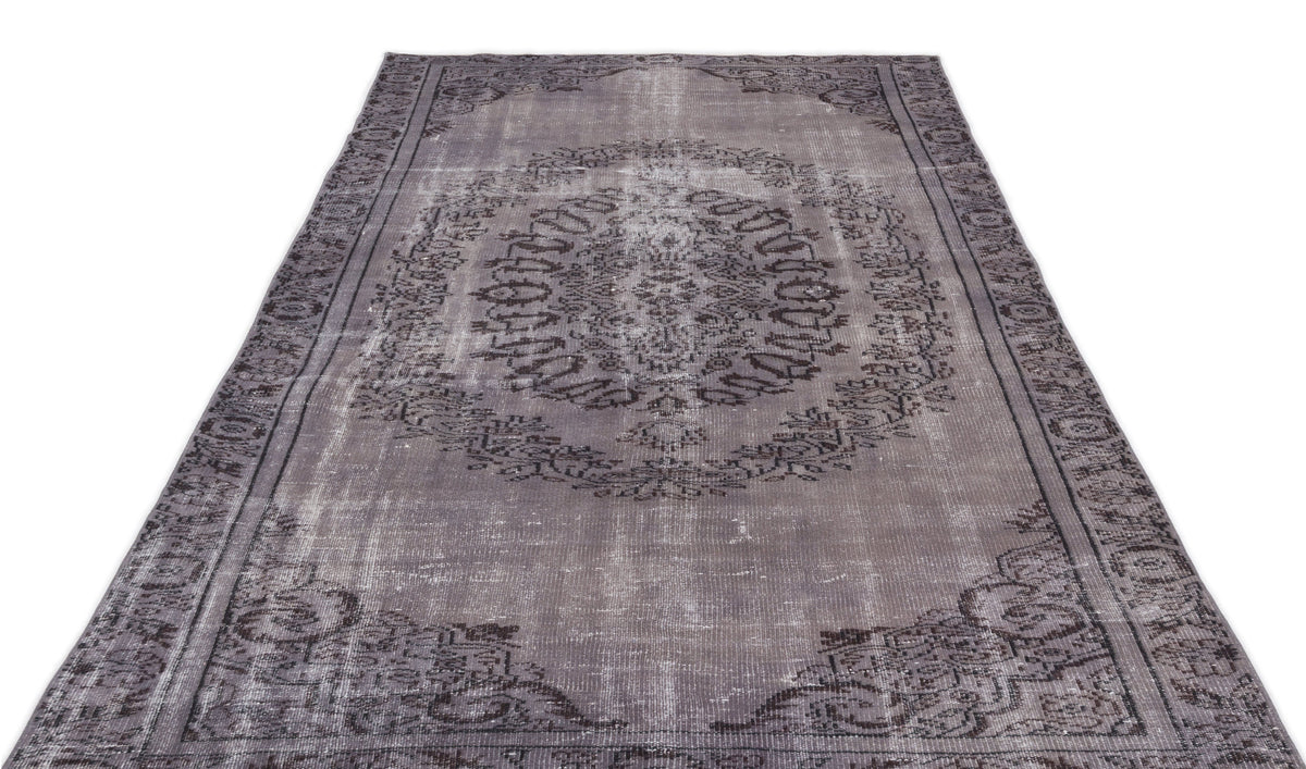 Gray Over Dyed Vintage Rug 5&#39;7&#39;&#39; x 9&#39;3&#39;&#39; ft 169 x 282 cm