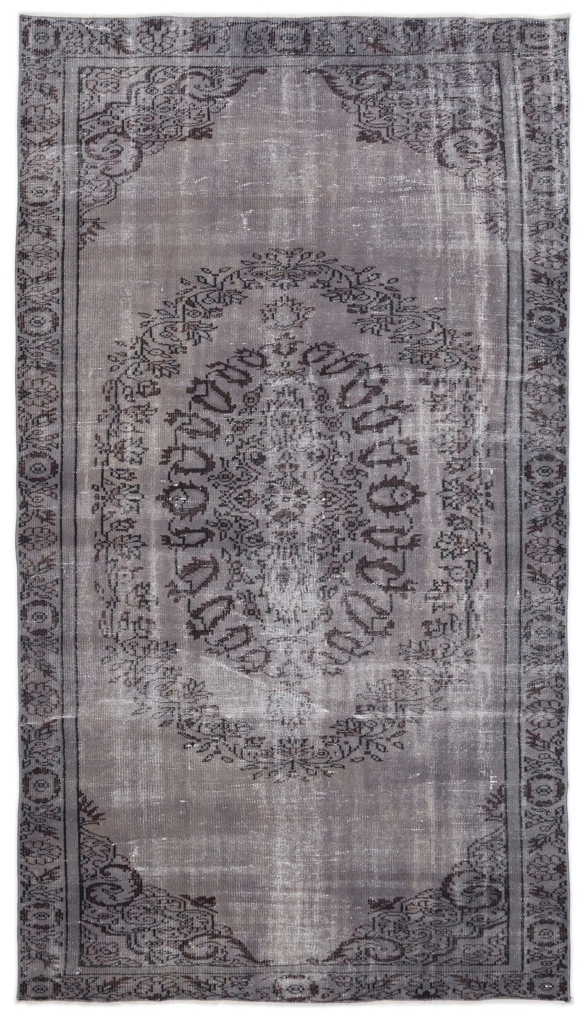 Gray Over Dyed Vintage Rug 5&#39;7&#39;&#39; x 9&#39;3&#39;&#39; ft 169 x 282 cm