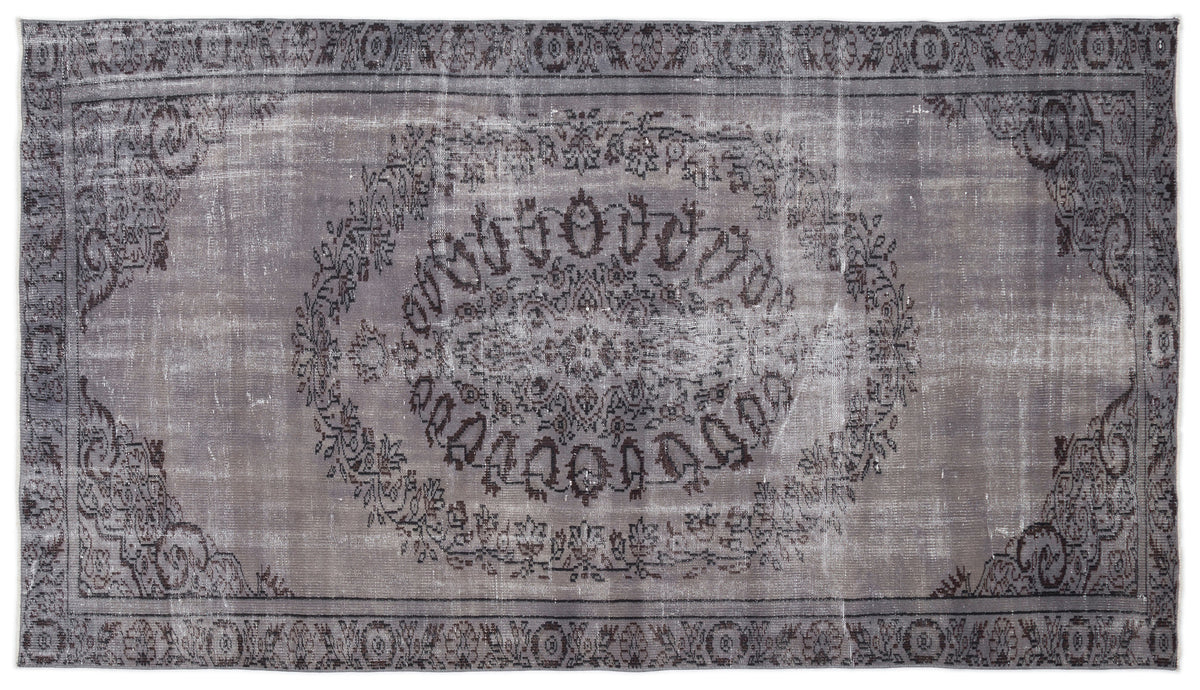 Gray Over Dyed Vintage Rug 5&#39;7&#39;&#39; x 9&#39;3&#39;&#39; ft 169 x 282 cm