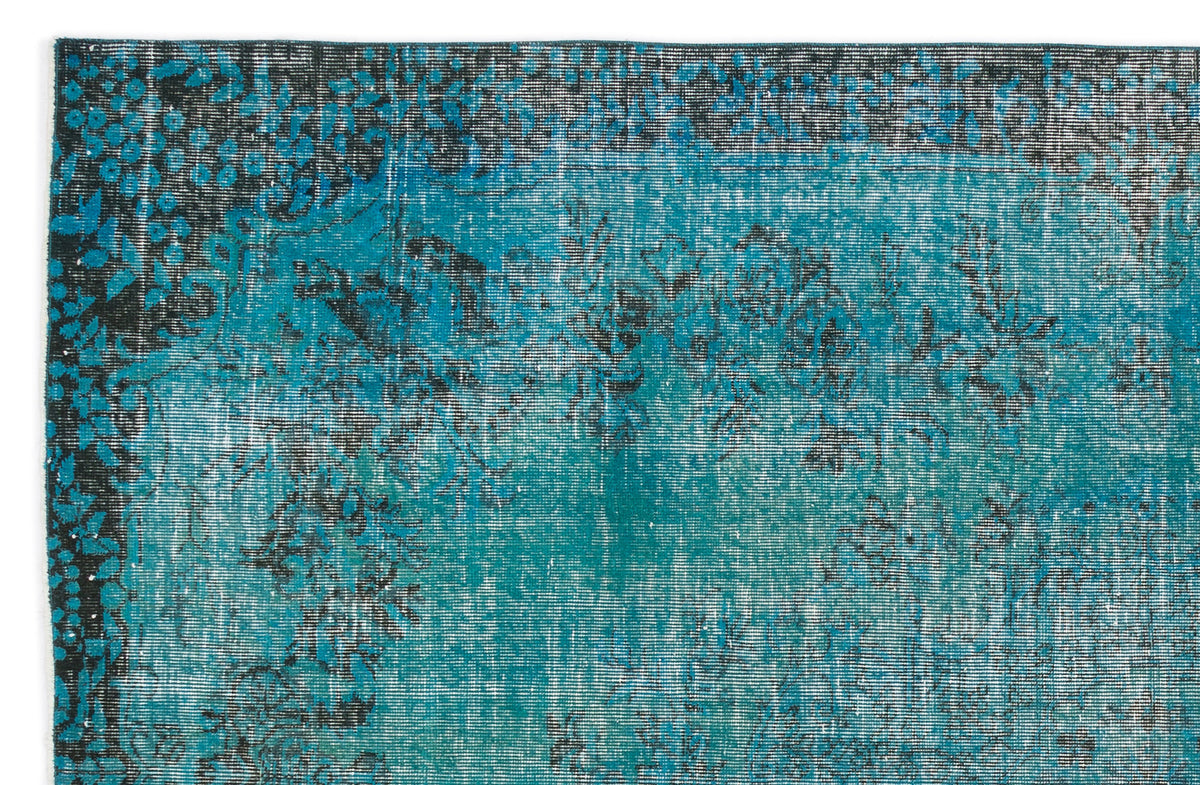 Turquoise  Over Dyed Vintage Rug 6&#39;2&#39;&#39; x 9&#39;4&#39;&#39; ft 187 x 285 cm