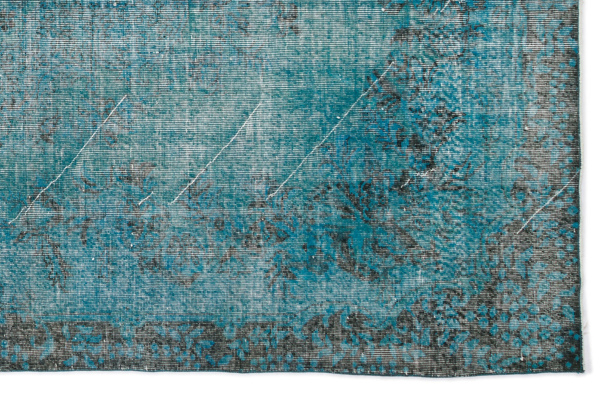 Turquoise  Over Dyed Vintage Rug 6&#39;2&#39;&#39; x 9&#39;4&#39;&#39; ft 187 x 285 cm