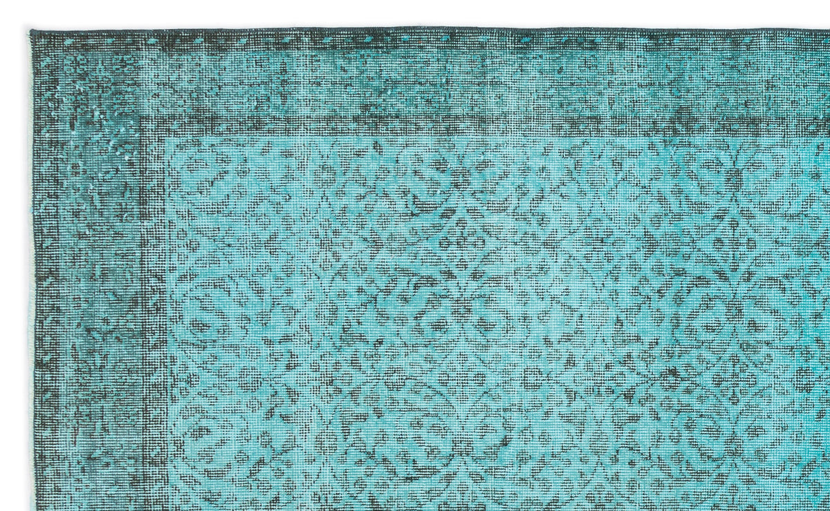 Turquoise  Over Dyed Vintage Rug 5&#39;3&#39;&#39; x 8&#39;9&#39;&#39; ft 160 x 267 cm
