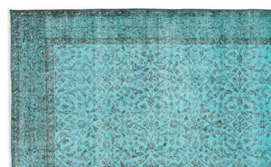 Turquoise  Over Dyed Vintage Rug 5'3'' x 8'9'' ft 160 x 267 cm