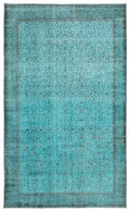 Turquoise  Over Dyed Vintage Rug 5'3'' x 8'9'' ft 160 x 267 cm