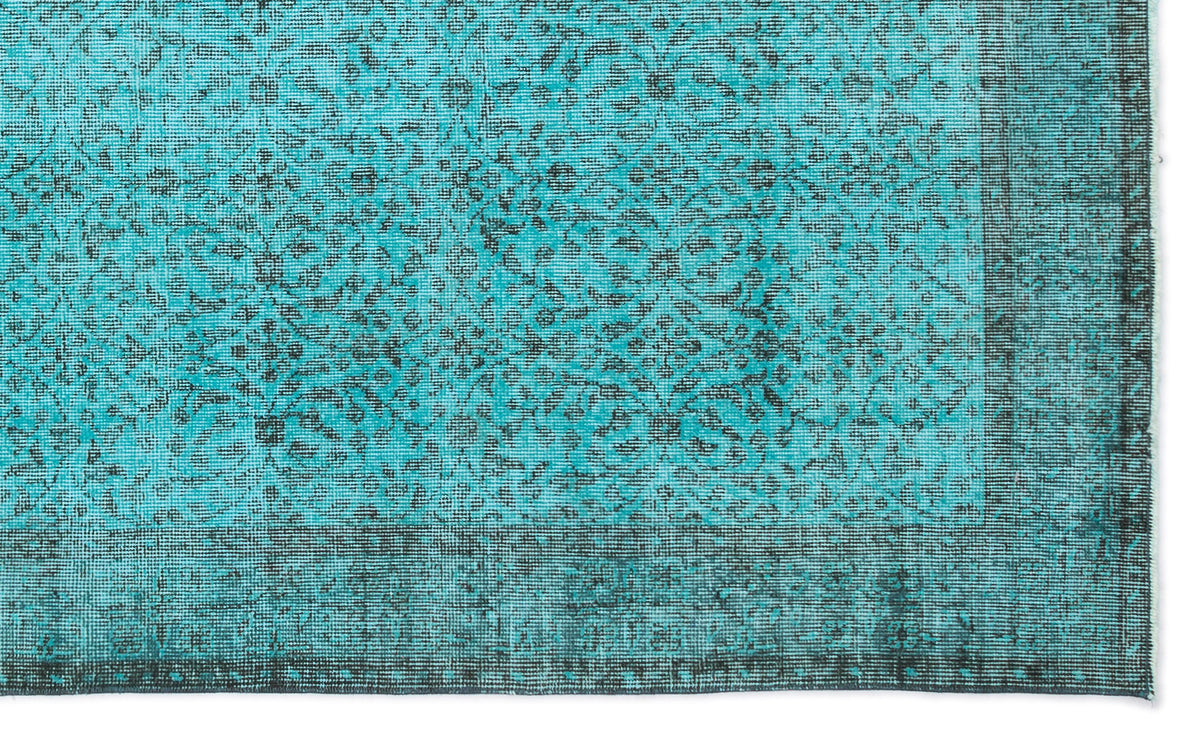 Turquoise  Over Dyed Vintage Rug 5&#39;3&#39;&#39; x 8&#39;9&#39;&#39; ft 160 x 267 cm