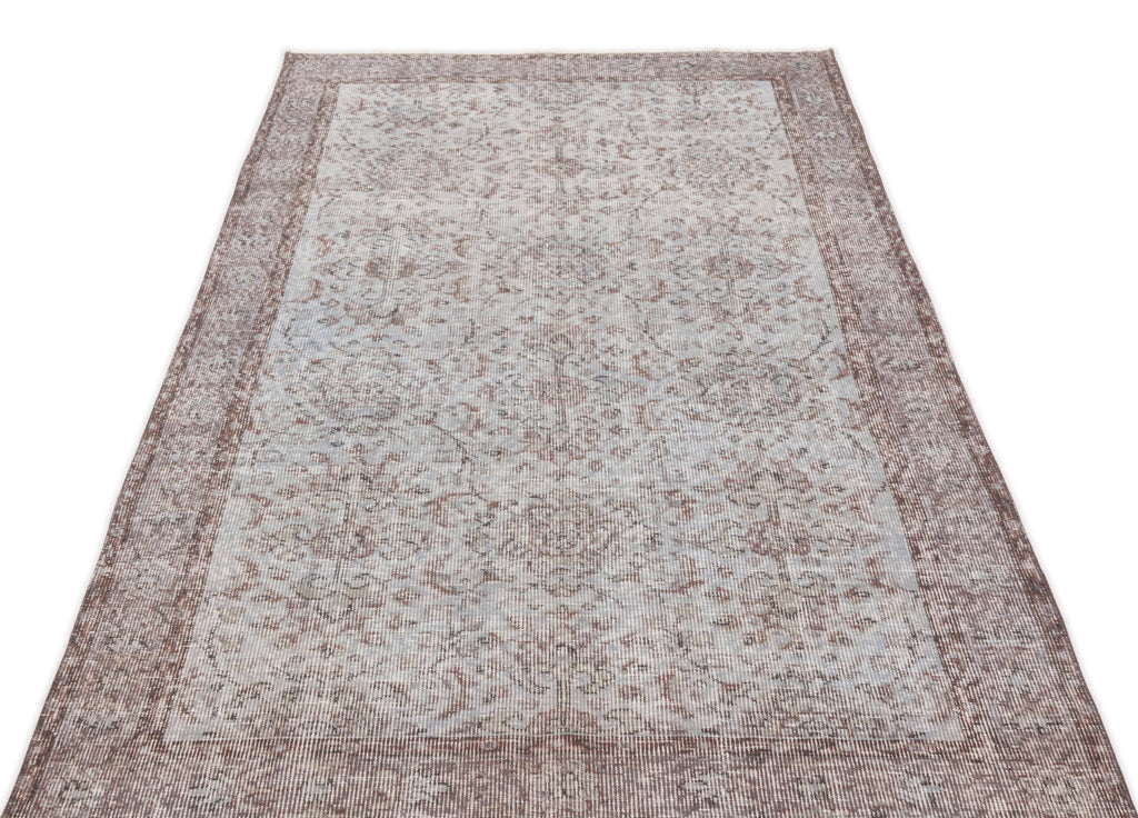 Blue Over Dyed Vintage Rug 3'9'' x 6'11'' ft 115 x 211 cm