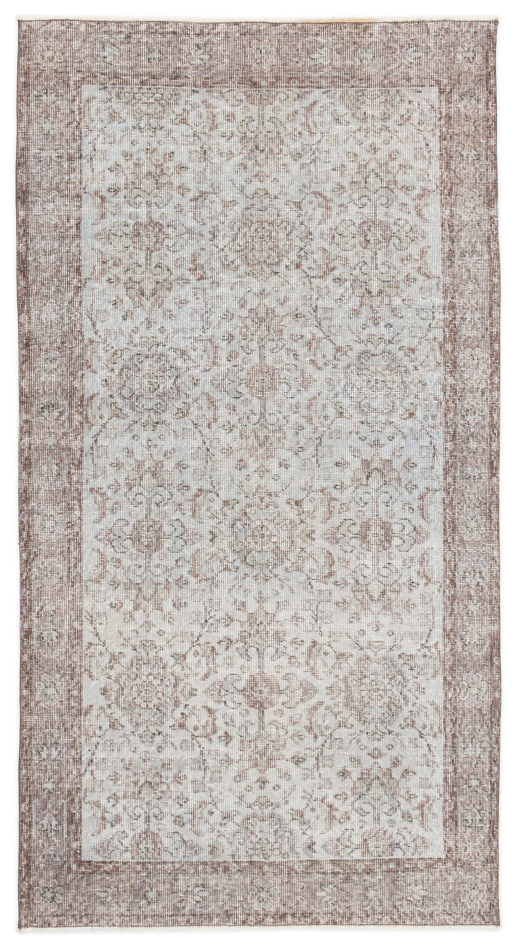 Blue Over Dyed Vintage Rug 3'9'' x 6'11'' ft 115 x 211 cm