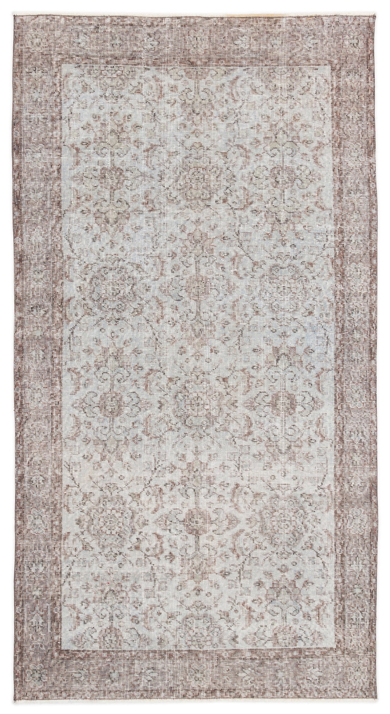 Blue Over Dyed Vintage Rug 3'9'' x 6'11'' ft 115 x 211 cm