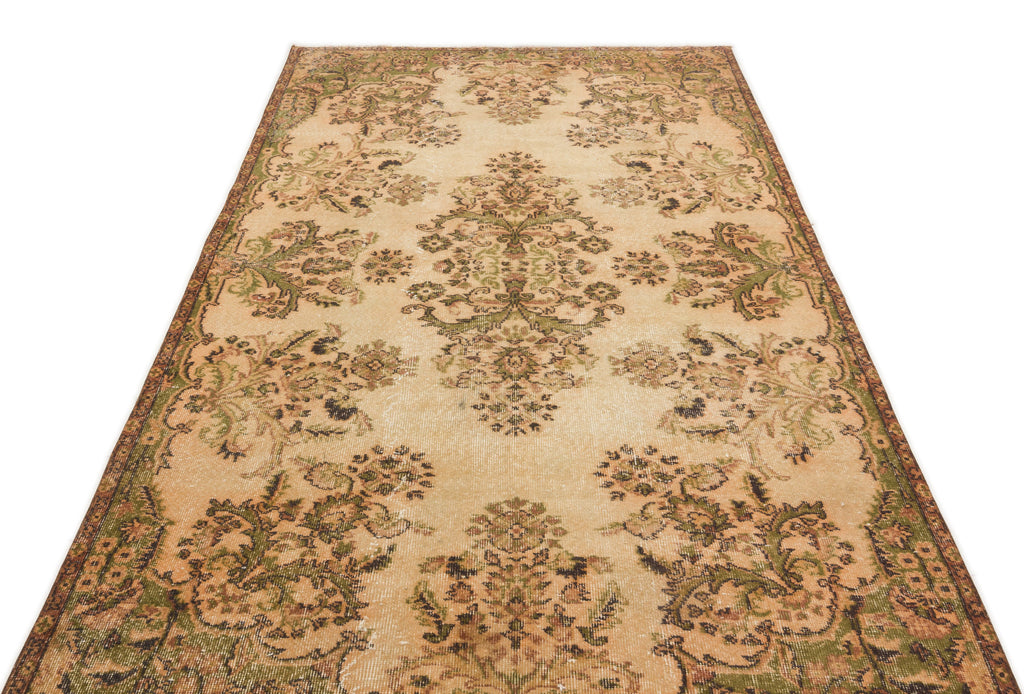 Beige Over Dyed Vintage Rug 5'0'' x 9'2'' ft 153 x 280 cm