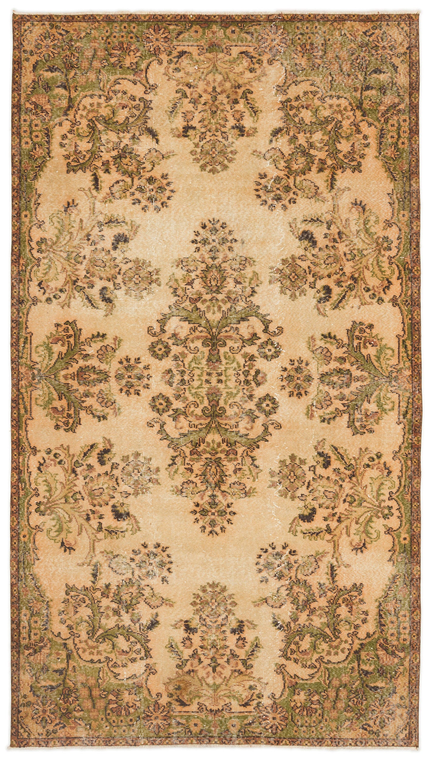 Beige Over Dyed Vintage Rug 5'0'' x 9'2'' ft 153 x 280 cm