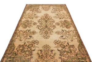 Beige Over Dyed Vintage Rug 5'0'' x 9'2'' ft 153 x 280 cm