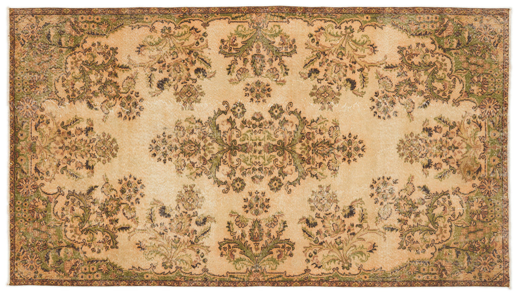 Beige Over Dyed Vintage Rug 5'0'' x 9'2'' ft 153 x 280 cm