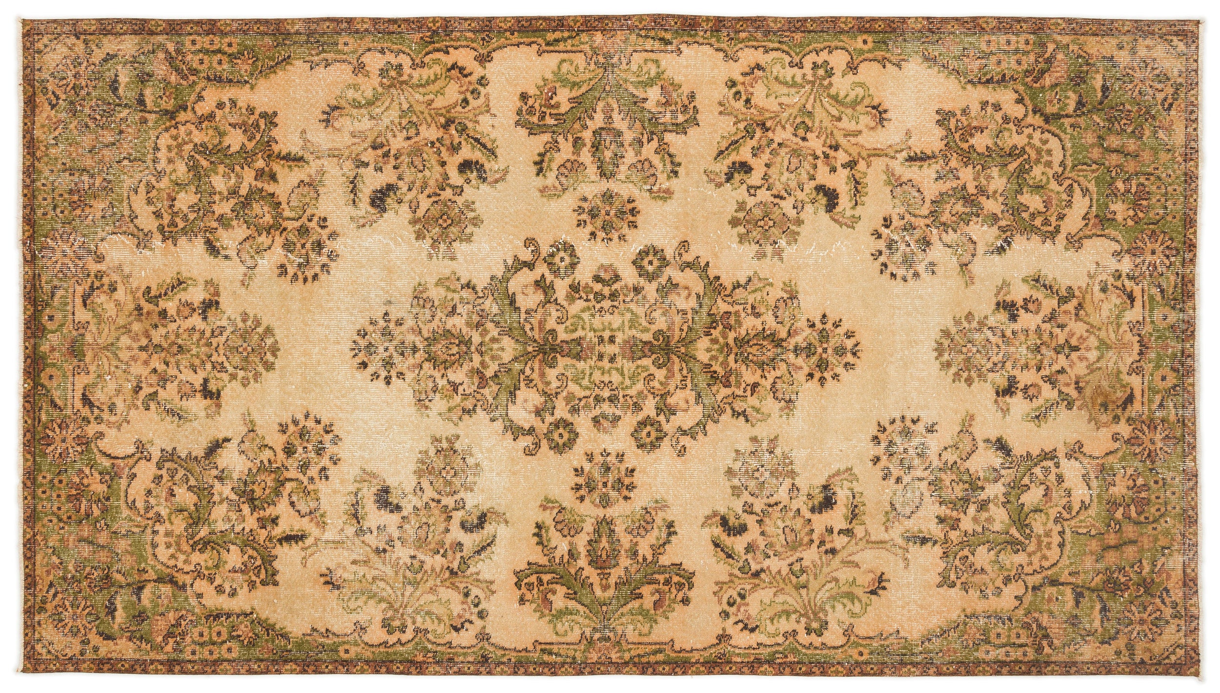 Beige Over Dyed Vintage Rug 5'0'' x 9'2'' ft 153 x 280 cm
